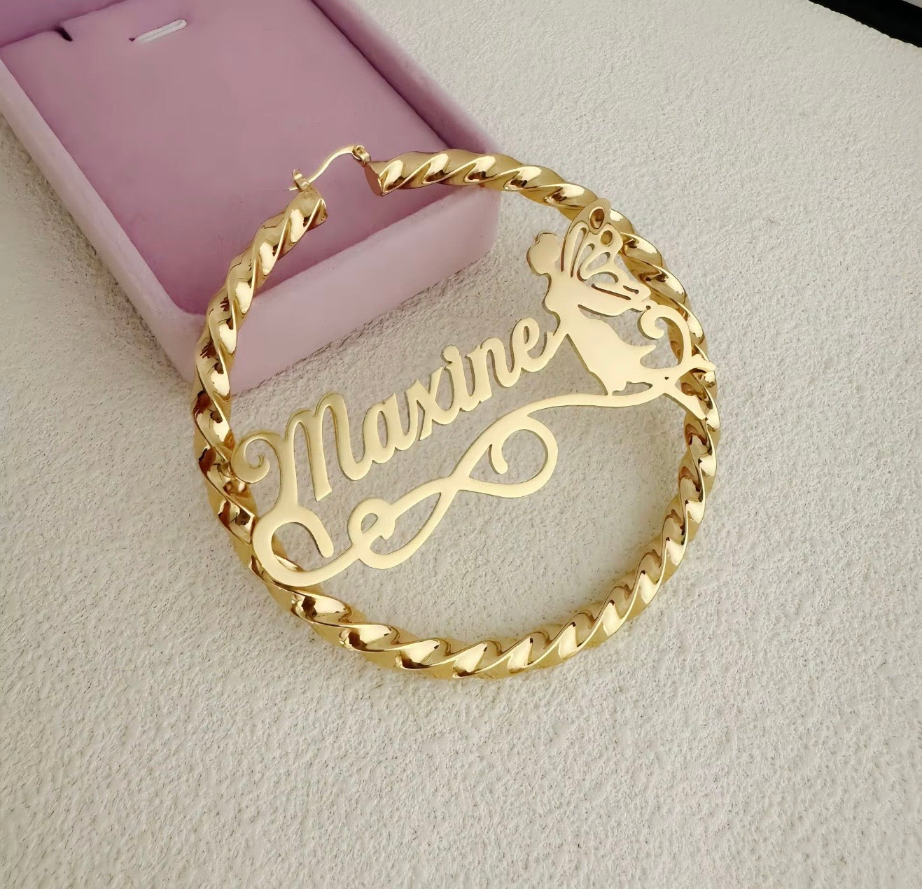 Custom Name Twist Hoops