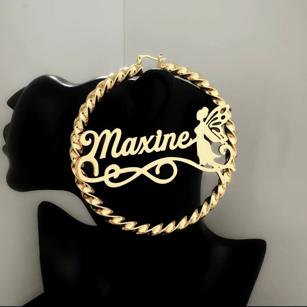 Custom Name Twist Hoops