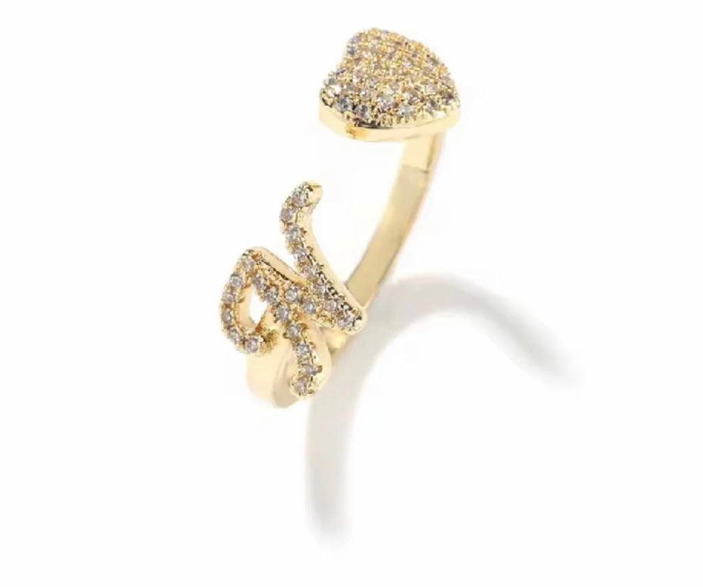 Initial Heart Diamond Ring