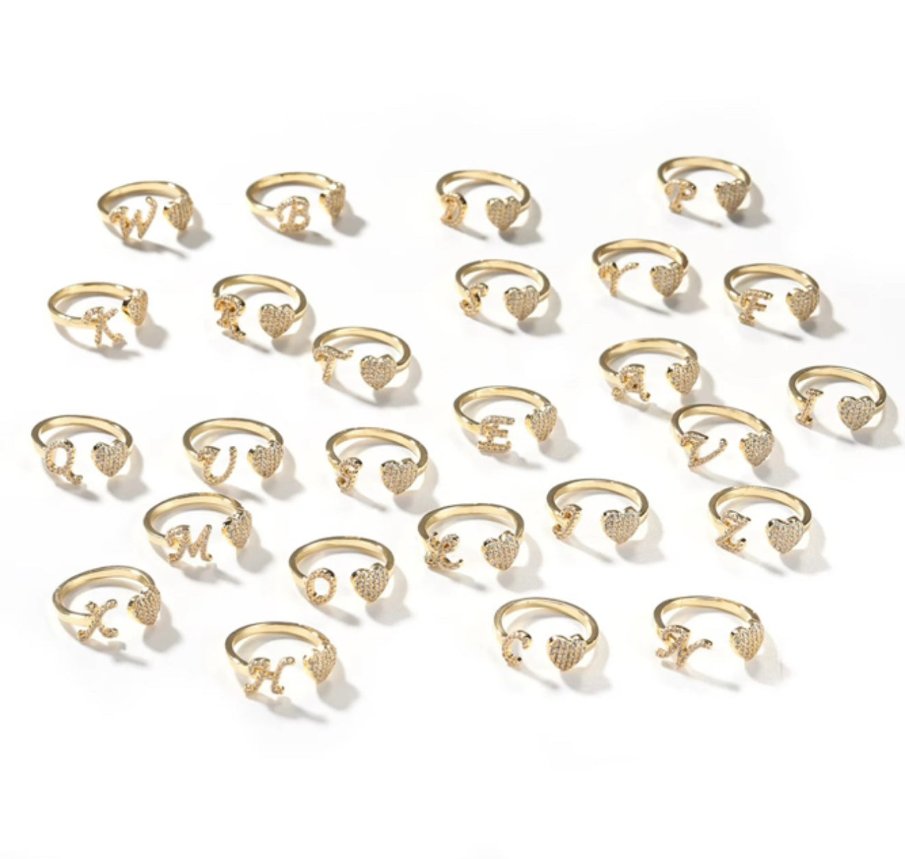 Initial Heart Diamond Ring