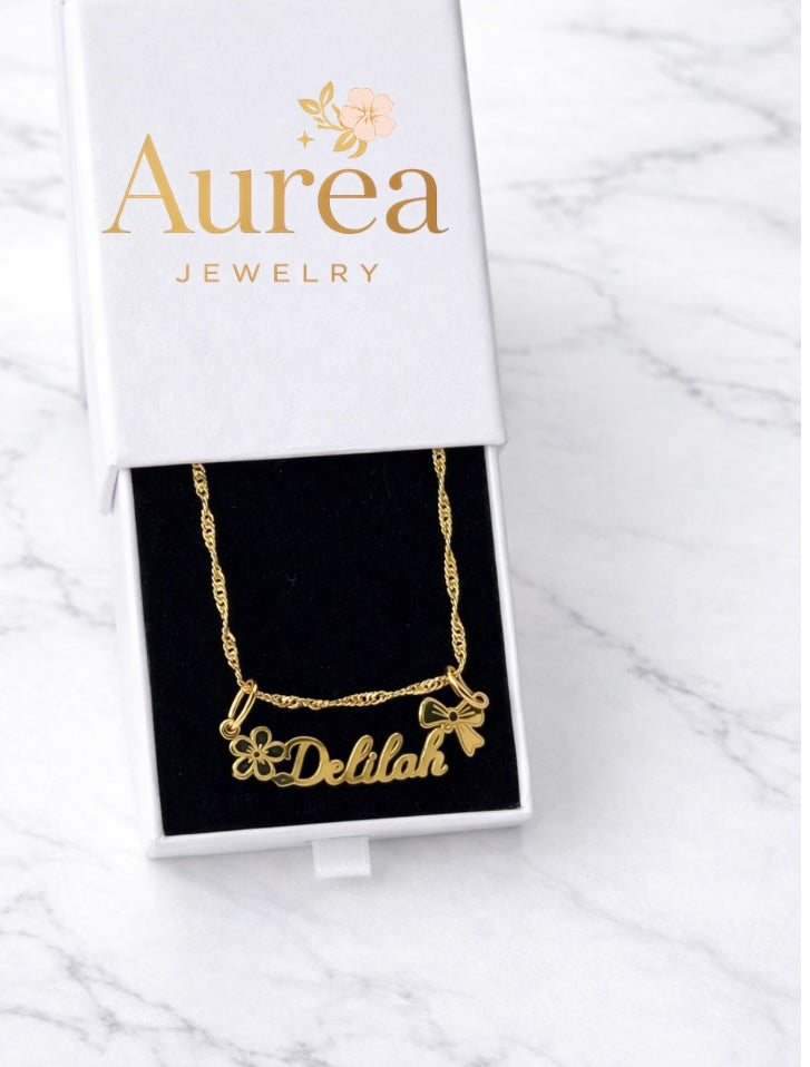 Bow personalized name necklace